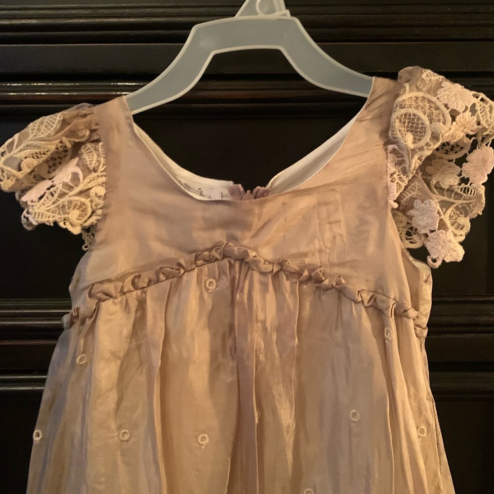 La Perla Kids Silk Dress with asymmetrical Lace Details - Picture 3 of 6